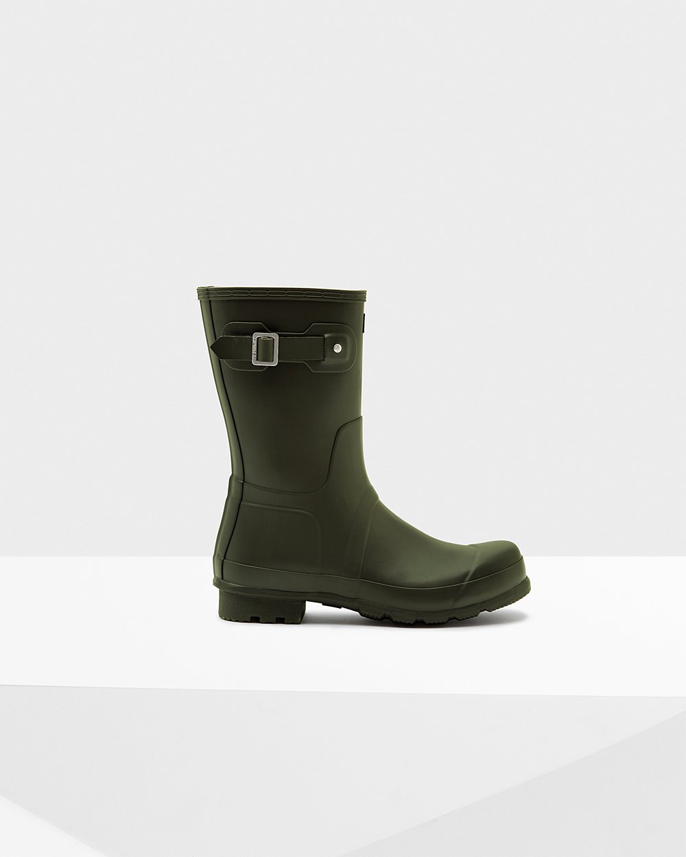 Botas de Lluvia Cortas Hunter Hombre - Original - Verde Oscuro Oliva - PZEFLGJ-54